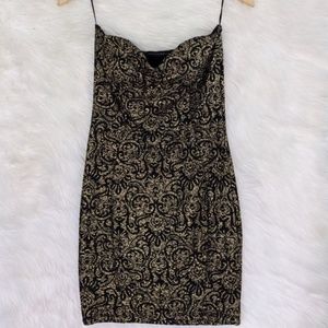 Black and Gold Strapless Dress